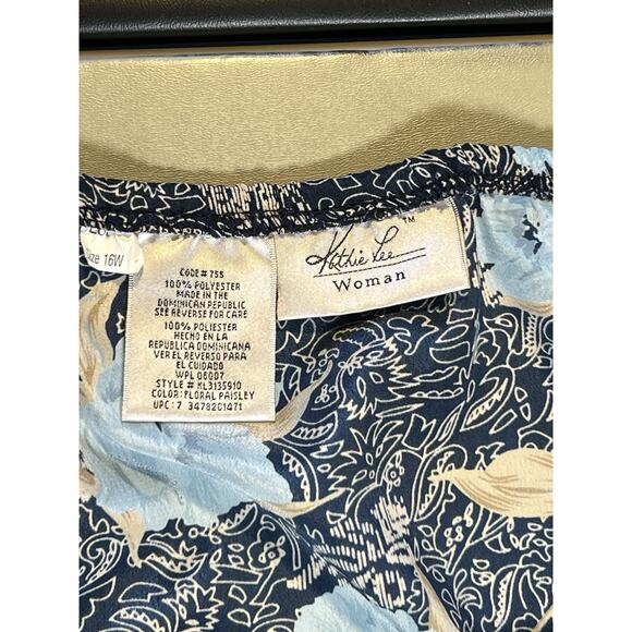 Kathie Lee Woman Skirt Elastic Waist Women’s 16W Blue With Floral Design - Picture 2 of 8